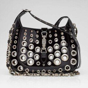 Gucci Black Patent Leather Ha Ha Ha Mini Jackie 1961 Shoulder Bag